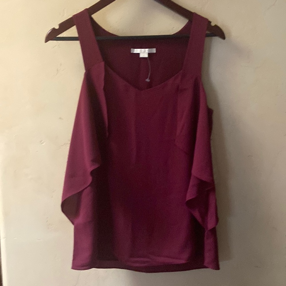 NWOT Sz S Cooper & Ella Burgundy Cold Tank Top Blouse